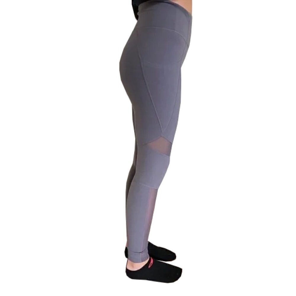 ATHLETA GRAY LEGGINGS WITH MESH DETAIL size small
